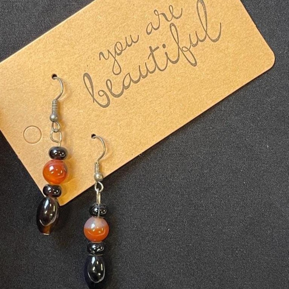 EMBER ECLIPSE | Onyx & Carnelian Gemstone • Handmade Earrings • MDMZN Elementa